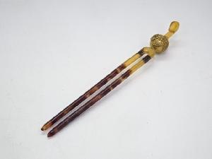 本鼈甲　彫金花彫飾簪　□z